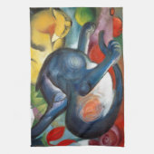 フランツ・マーク・ブルーとイエロー2匹 キッチンタオル (縦)