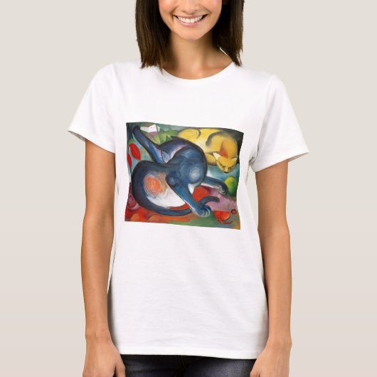 フランツ・マーク・ブルーとイエロー2匹 Tシャツ (正面)