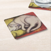フランツ・マーク『白い猫』 スクエアペーパーコースター (アングル)