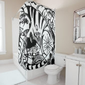 フランツ・マーク – 白黒のタイガー – 抽象芸術・アート シャワーカーテン (インサイチュ)