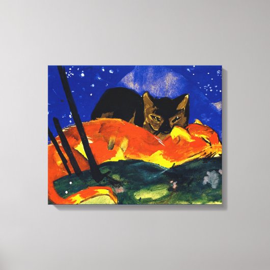 フランツ・マーク – 2匹の猫、有名絵画な猫、 キャンバスプリント (正面)