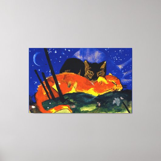 フランツ・マーク – 2匹の猫、有名絵画な猫、 キャンバスプリント (正面)