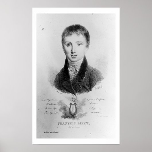 フランツ・リストのポートレート(1811年~86年)11歳(彫刻) ポスター (正面)