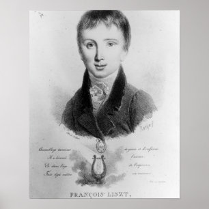 フランツ・リスト(1811-86年)のポートレートは11を老化させました(engravi ポスター