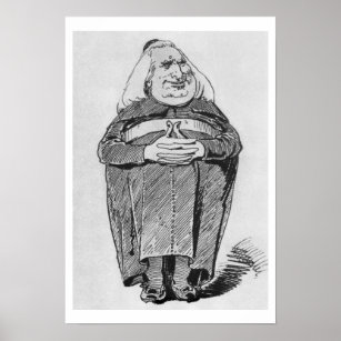 フランツ・リスト(1811-86)は修道院長として、'Bからの戯画作品 ポスター