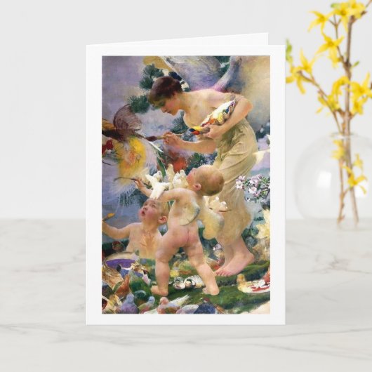 フランツDvorakの誕生日で鳥を絵を描くこと カード (黄色い花)