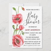 フランドルのポピーの水の色ベビーシャワー 招待状 (正面)