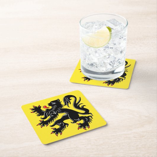 フランドル国旗 スクエアペーパーコースター (インサイチュ)