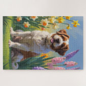 フランドル・ブービエの春の花の絵 ジグソーパズル (横)
