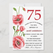 フランドル・ポピー・ウォーター・カラー75thバースデーパーティー 招待状 (正面)