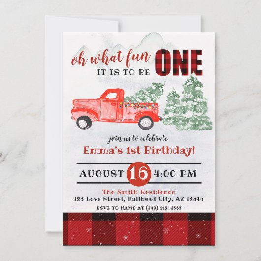 フランネルああ何のおもしろいONE 1の誕生日である 招待状 (正面)