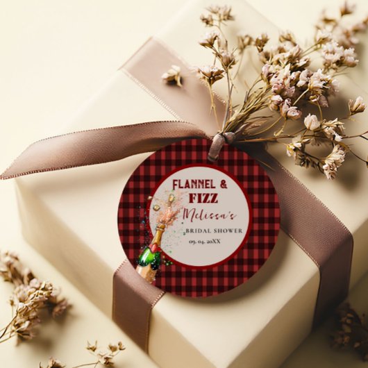 フランネルとフィズの冬の赤と黒のブライズシャワー フェイバータグ
