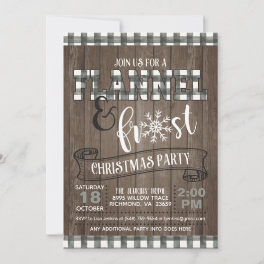 フランネルとフロストクリスマスパーティの招待状Wht/W 招待状 (正面)