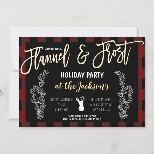 フランネルと霜のパーティー招待状 招待状 (正面)