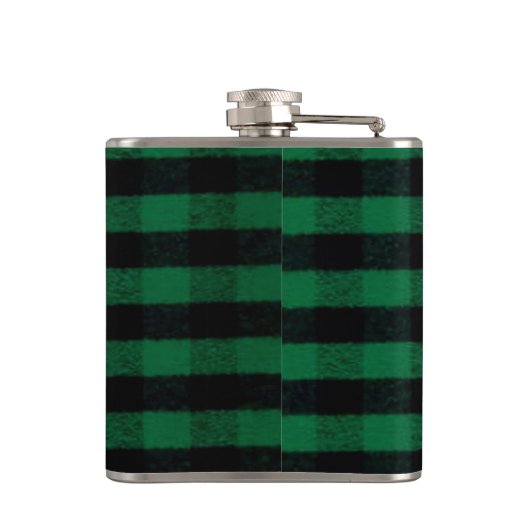 フランネルのバッファローの格子縞の緑の樵の質 フラスク (裏面)