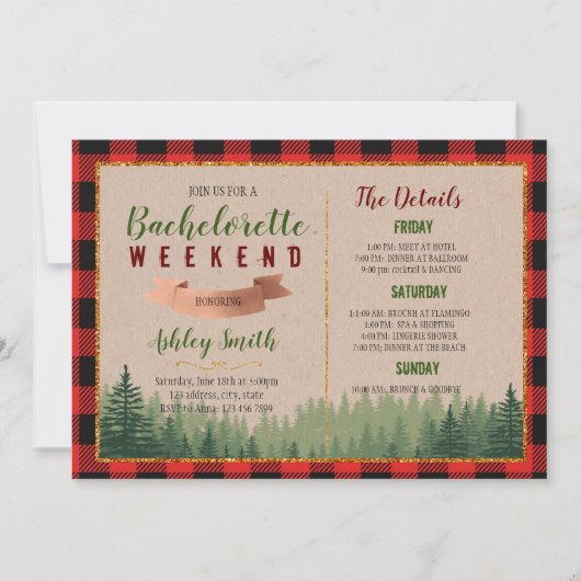 フランネルのリングや輪バチェロレッテ 招待状 (正面)