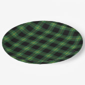 フランネルの緑のバッファローの格子縞パターン秋の秋 ペーパープレート (アングル)