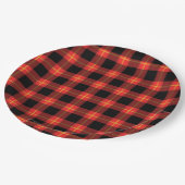 フランネルの赤いバッファローの格子縞パターン秋の秋の芸術 ペーパープレート (アングル)