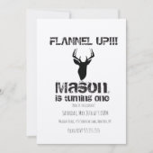 フランネルアッププレイドクリスマスウィンターバースデーパーティー 招待状 (正面)