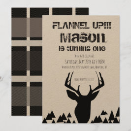 フランネルアッププレイド秋ディアバースデーパーティー 招待状