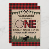 フランネルウッドスタンプフォレストウィルダネス誕生日 招待状 (正面/裏面)