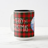 フランネルクラシックの背景にクリスマスを楽しむ ツートーンマグカップ (正面左)
