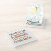 フランネルズパンプキンス焚き火 ガラスコースター (アングル)