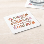 フランネルズパンプキンス焚き火 スクエアペーパーコースター (アングル)