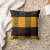 フランネルバッファロープレイドイエローランバージャックテクスチャ クッション (ブランケット)