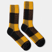 フランネルバッファロープレイドイエローランバージャックテクスチャ ソックス (右)