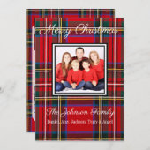 フランネルパーソナライズされたファミリーフォトクリスマスカード シーズンカード (正面/裏面)