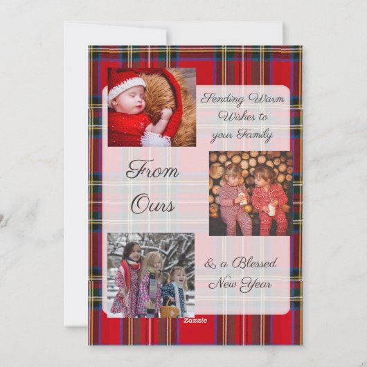フランネルパーソナライズされたファミリーフォトクリスマスカード シーズンカード (裏面)