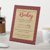 フランネルランバージャック言わないベビーパーティーゲームサイン 台座サイン (インサイチュ)