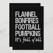 フランネル焚き火サッカーカボチャそれは秋Y'all シーズンカード (正面/裏面)