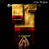 フランネル赤と黒バッファロープレイド付き金箔 バスタオルセット