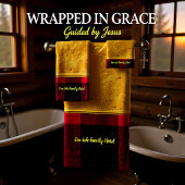 フランネル赤と黒バッファロープレイド付き金箔 バスタオルセット