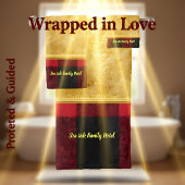 フランネル赤と黒バッファロープレイド付き金箔 バスタオルセット