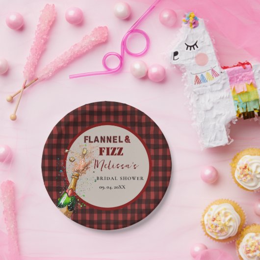 フランネル&ファイズ冬の赤と黒ブライダルシャワー ペーパープレート (パーティー)