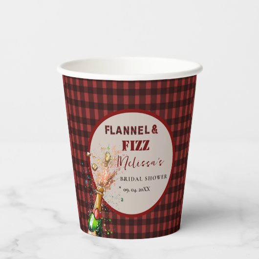 フランネル&ファイズ冬の赤と黒ブライダルシャワー 紙コップ (裏面)