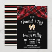 フランネル&ファイズ、プレイド、シャンパンブライダルシャワー 招待状 (正面/裏面)