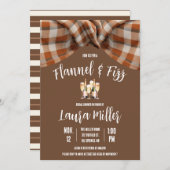 フランネル&ファイズ、プレイド、シャンパンブライダルシャワー 招待状 (正面/裏面)