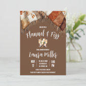 フランネル&フィザーズ、ブランケット、シャンパンブライダルシャワー 招待状 (スタンド正面)