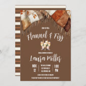 フランネル&フィザーズ、ブランケット、シャンパンブライダルシャワー 招待状 (正面/裏面)