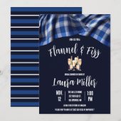 フランネル & フィズ、チェック、シャンパン ブライダルシャワー 招待状 (正面/裏面)