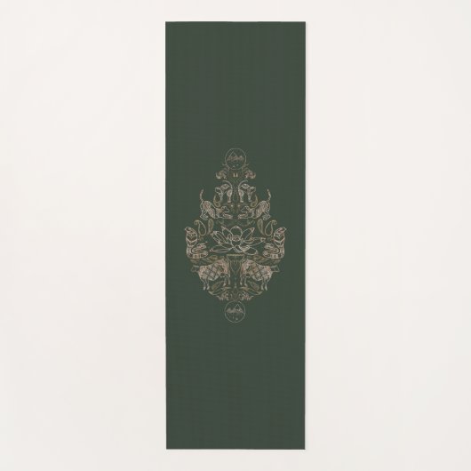 フランネル フォレスト ヨガ アニマル ポーズ ダマスク ヨガマット (正面)