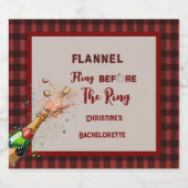 フランネル フリング 婚約指輪の前に   赤い格子縞の独身最後の旅 スパークリングワインラベル (シングルラベル)