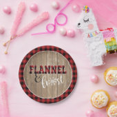 フランネル&フロスト紙プレート-赤-木材 ペーパープレート (パーティー)