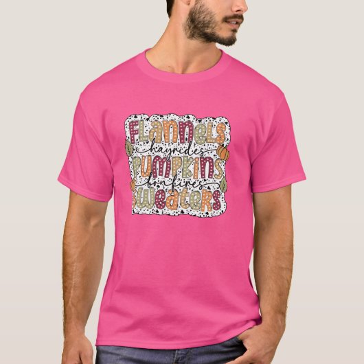 フランネル+ヘイライド+パンプキン+焚き火+セーター+秋 Tシャツ (正面)