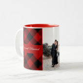 フランネ素朴ルプレイドクリスマス写真 ツートーンマグカップ (正面左)