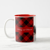 フランネ素朴ルプレイドクリスマス写真 ツートーンマグカップ (左)